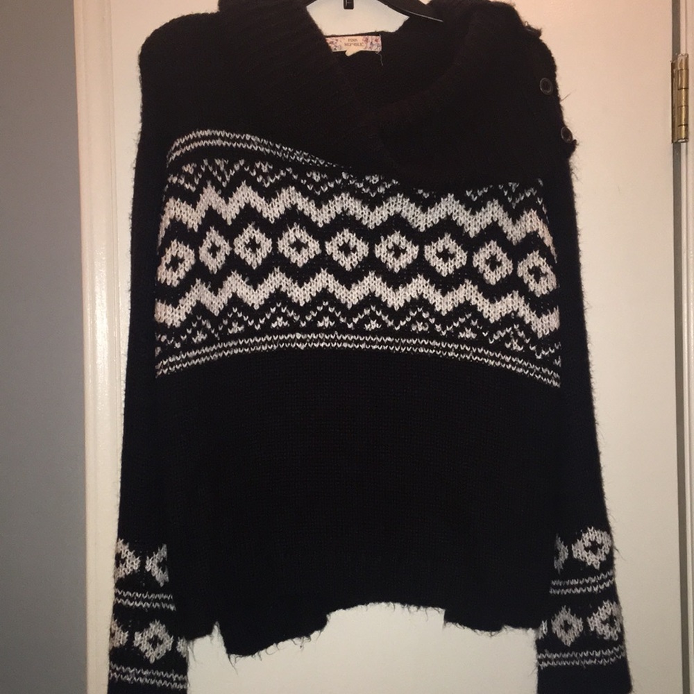Black sweater with white detailing